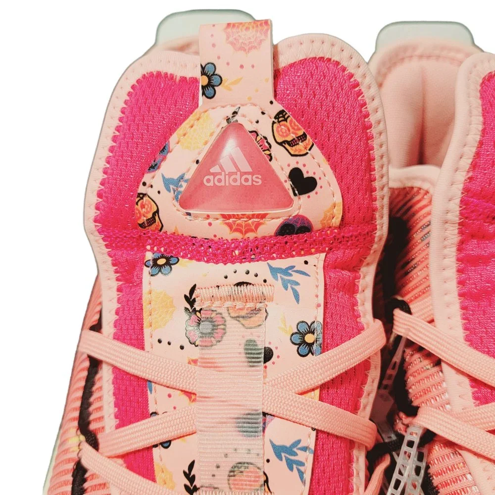 Adidas Mens Pink Pro Boost Low Day Of The Dead Lace Up Basketball Shoes Size 8.5